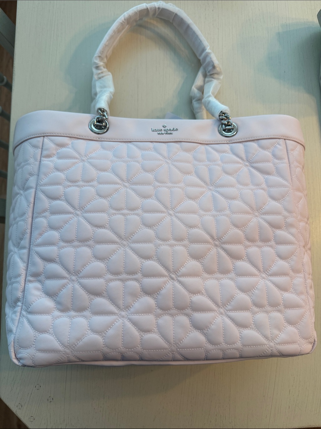 New With Tags-Kate Spade Xl Tote With Spade Flower Pattern In Pale Amethyst